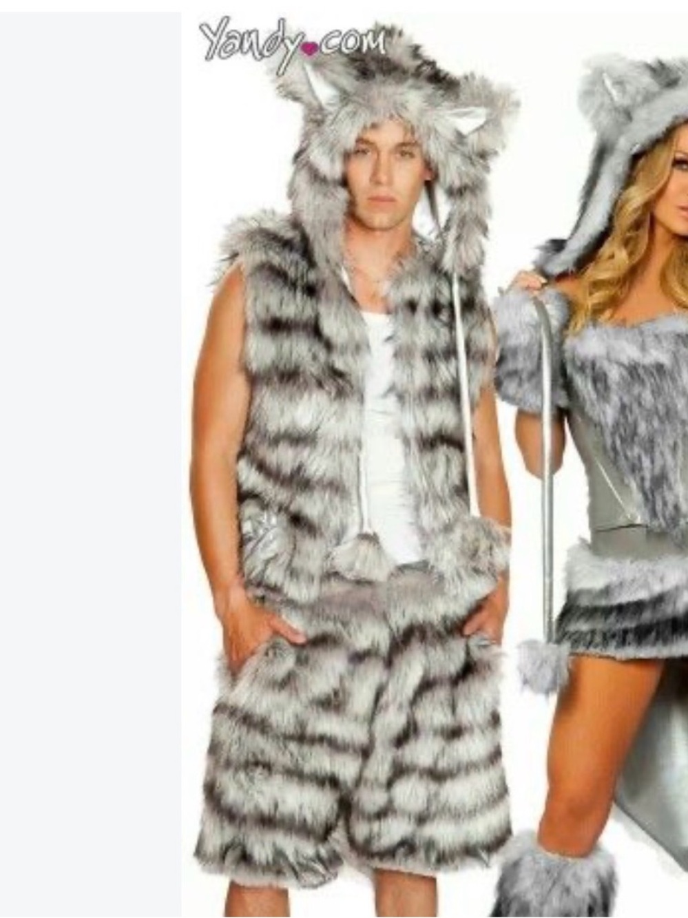 Unbranded Kids Gray Faux Fur Wolf Costume Set